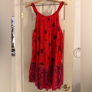 Vibrant Casual Dress in Red and Purple